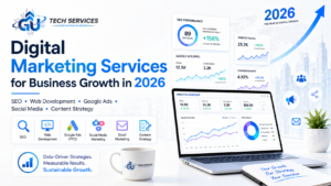 Professional digital marketing services by GU Tech Services including SEO, website development, Google Ads, and social media marketing